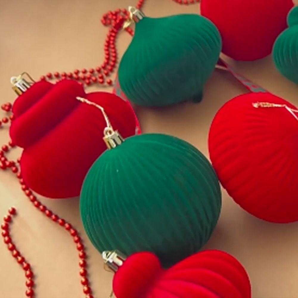 4pcs Flocked Christmas Ball Pendant Delicate Shatterproof Mini Christmas Ball Decoration Creative Xmas Tree Hanging Ornament