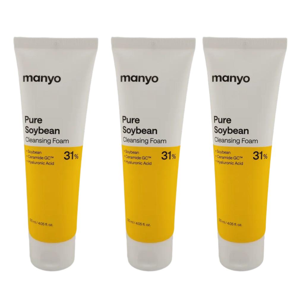 mère:Mousse Nettoyante Soja Pur nyo 120ml Pack Triple | Mousse K-Beauty Nourrissante Riche en Protéines & Nettoyage en Profondeur