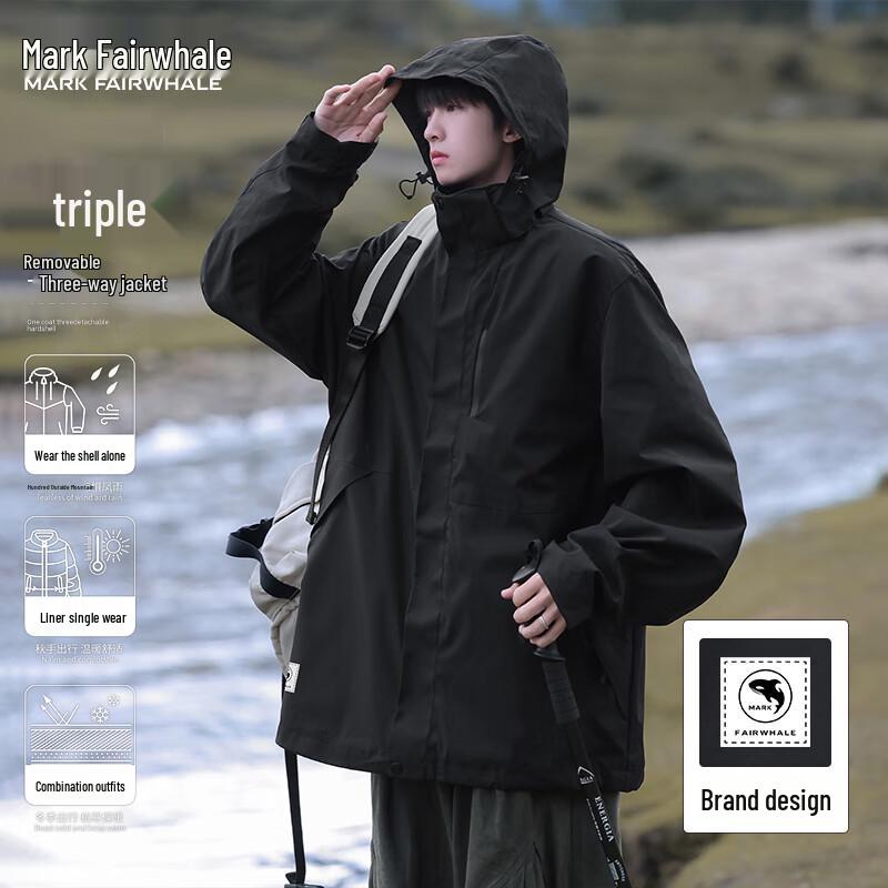 

Mark Huafei Men s 3-in-1 Outdoor Windproof Waterproof Hooded Jacket 3XL