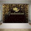 Black Gold Graduation Backdrop, Sparkling Glitter Backdrop for Party, Garden Party Decor, Photo Booth Background