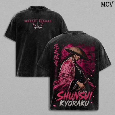 Kyoraku Shunsui - Koszulka Bleach Ciężka 100% Bawełna Anime Graficzna Koszulka