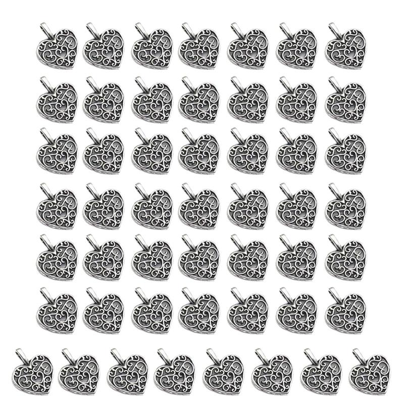 Vintage Alloy Heart Charm Pendant For Handmade Necklace Jewelry Accessories Lightweight Crafting Supplies