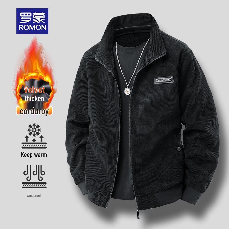 ROMON Men's Corduroy Stand-Collar Jacket