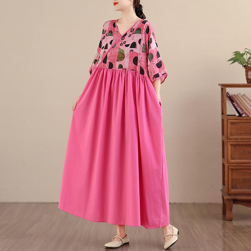 DIMANAF New 2026 Women Plus Size Summer Beach Lady Long Dress Loose Oversize Maxi Floral Print Fashion