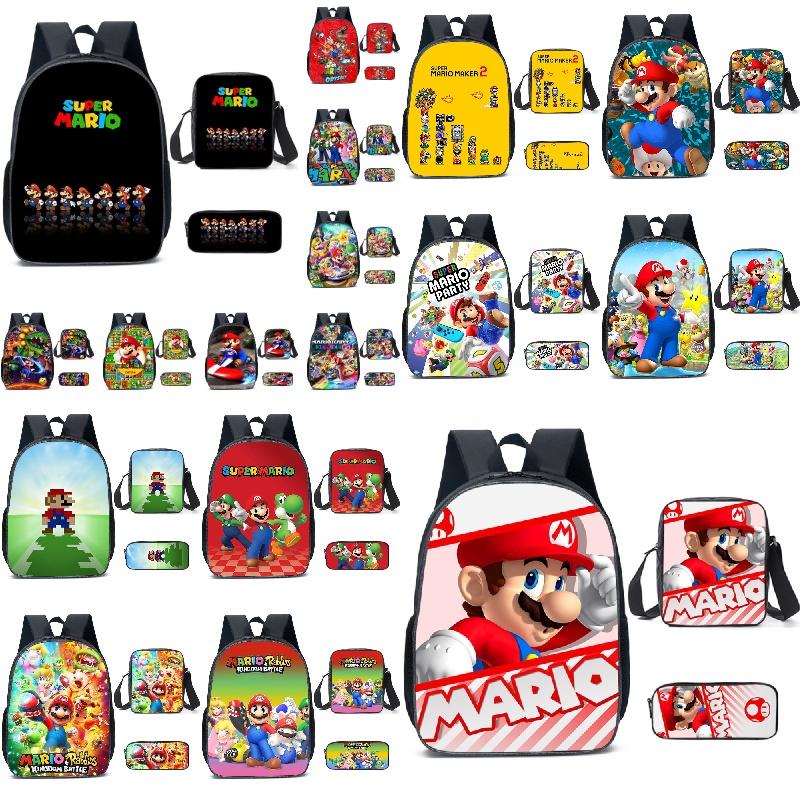 New Arrival Mario Cartoon Backpack For Elementary And Middle School Students Lunch Bag And Pencil Case Included