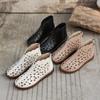 New Women's Round Toe Hollow Cutout Boots Retro Back Zipper Sandal Boots
