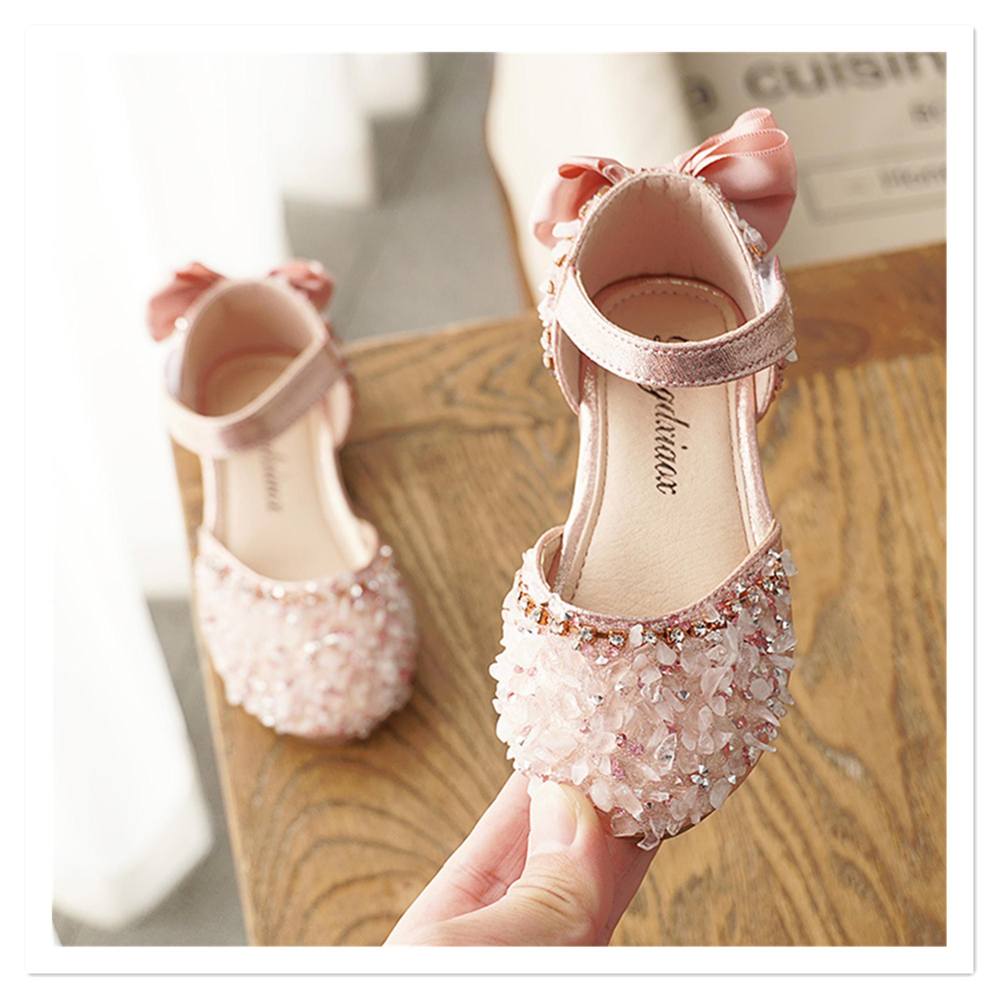 Summer Water Diamond Soft Sole Girls Half Sandals Princess Shoes Children s Shoes Spring Girls Leather Shoes 21