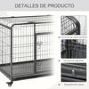 Dog Cage, Foldable Metal, for Large Dogs, 125 x 76 x 81 cm, Wheels, Dark Grey