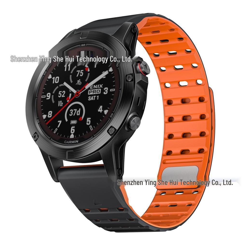 Garmin Compatible 22MM Magnetic Silicone Sport Watch Strap - Quick Release, Breathable Band
