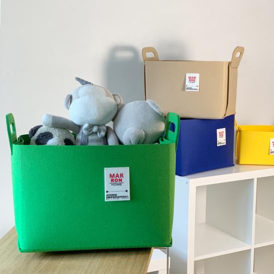 Felt Storage Basket with Handles Foldable Fabric Storage Bin Eco-Friendly Collapsible Organizer Bin for Toys Clothes Blankets Home Laundry