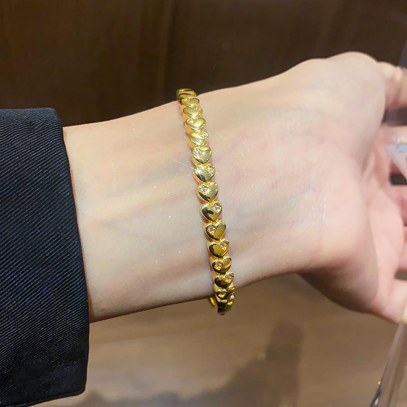 14K Gold-Plated Zircon Starburst Flower Bracelet, Light Luxury Fashion Bangle