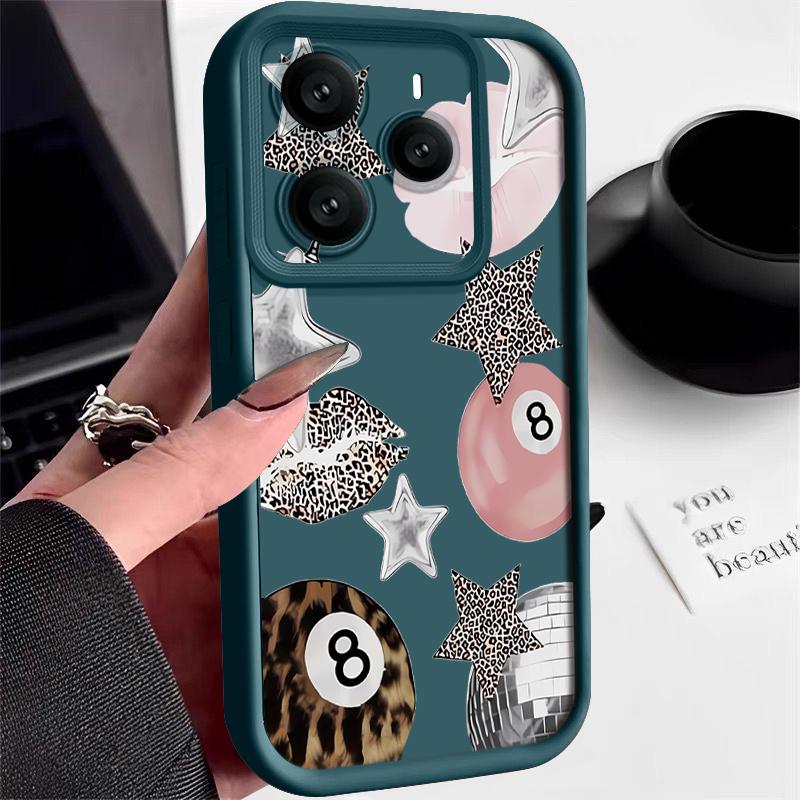 Vintage Leopard Print Stars Billiards Case For Xiaomi Redmi Note 14 13 Pro 5G 4G 12 11 Funda Xiaomi 14T 13T 11T Pro Shockproof Bumper Silicone Cover