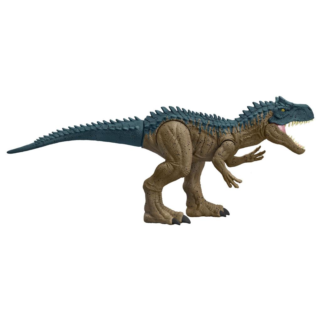 Mattel JURASSIC WORLD Super Big Allosaurus Kinderfigur Dinosaurier Spielzeug Gesamtlänge: Ca.. 100 cm. Ab 4 Jahren. Blaubraun. HRX53