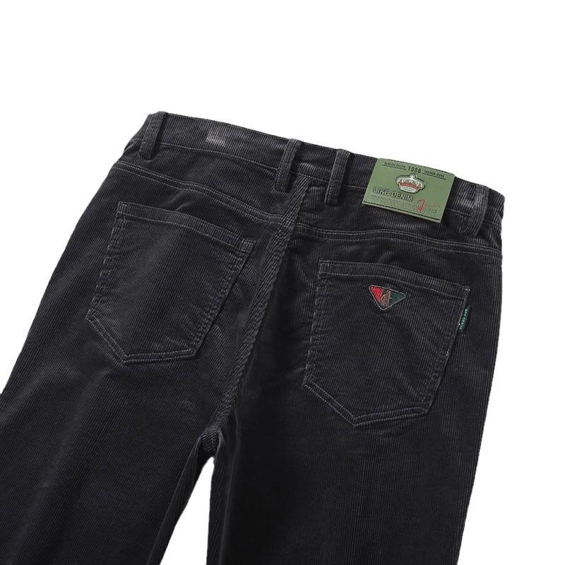 2024 Spring And Autumn Men'S Thick Corduroy Pants With Velvet, Straight Tube Business Outerwear, Velvet Casual Pants