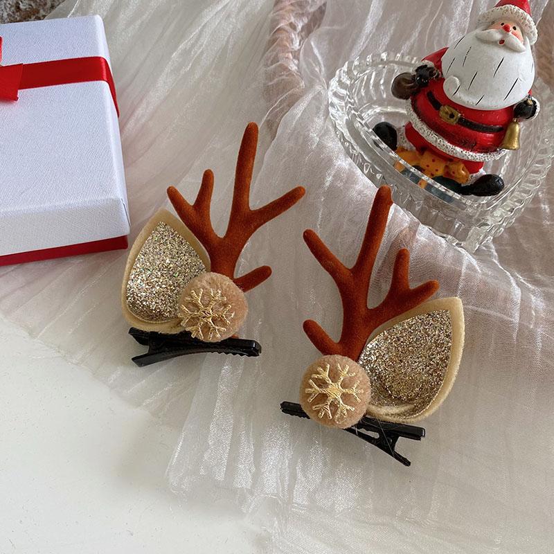 1 Pair Christmas Hair Pin Children Barrettes Bow Deer Ear New Year Hair Clip Kids Christmas Headwear Girls Kids Hair Accessories