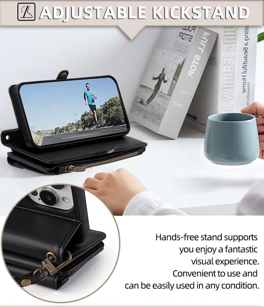 Samsung S24 Ultra Flip Leather Crossbody Phone Case & Protective Cover for S24 Plus