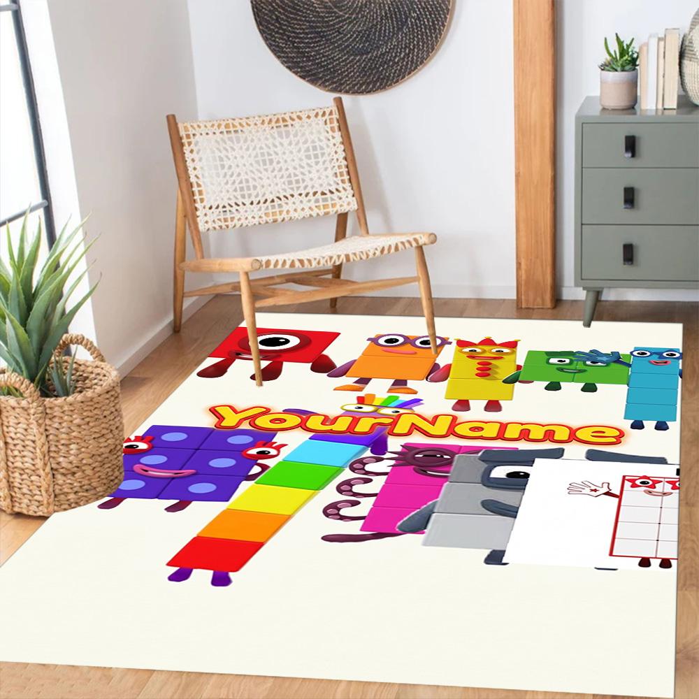 Numberblocks Personalized Name Floor Rug Office Rug Perfect for Playrooms Entryway Game Room Study room Antislip Carpet Anime Office Decor