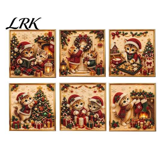 Craft Kits for Teens Xmas Cat Faux Pearl Painting Kit, Festive Art DIY Christmas Winter Home Decor Cute Kitty 3D Bead Kit Adults Teens, Holiday