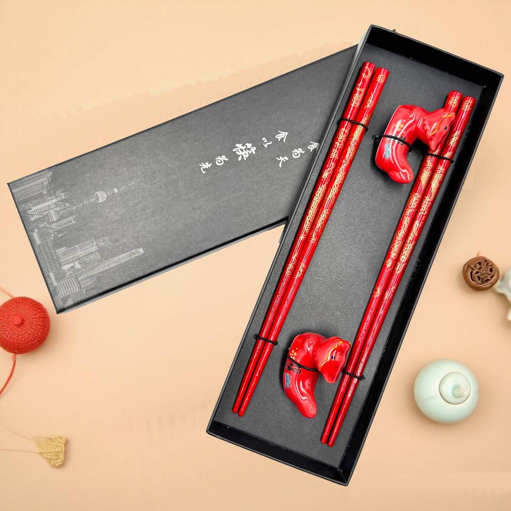 Chinese Style Wooden Chopsticks Gift Set - 2 Pairs for Travel Souvenir or Business Gift