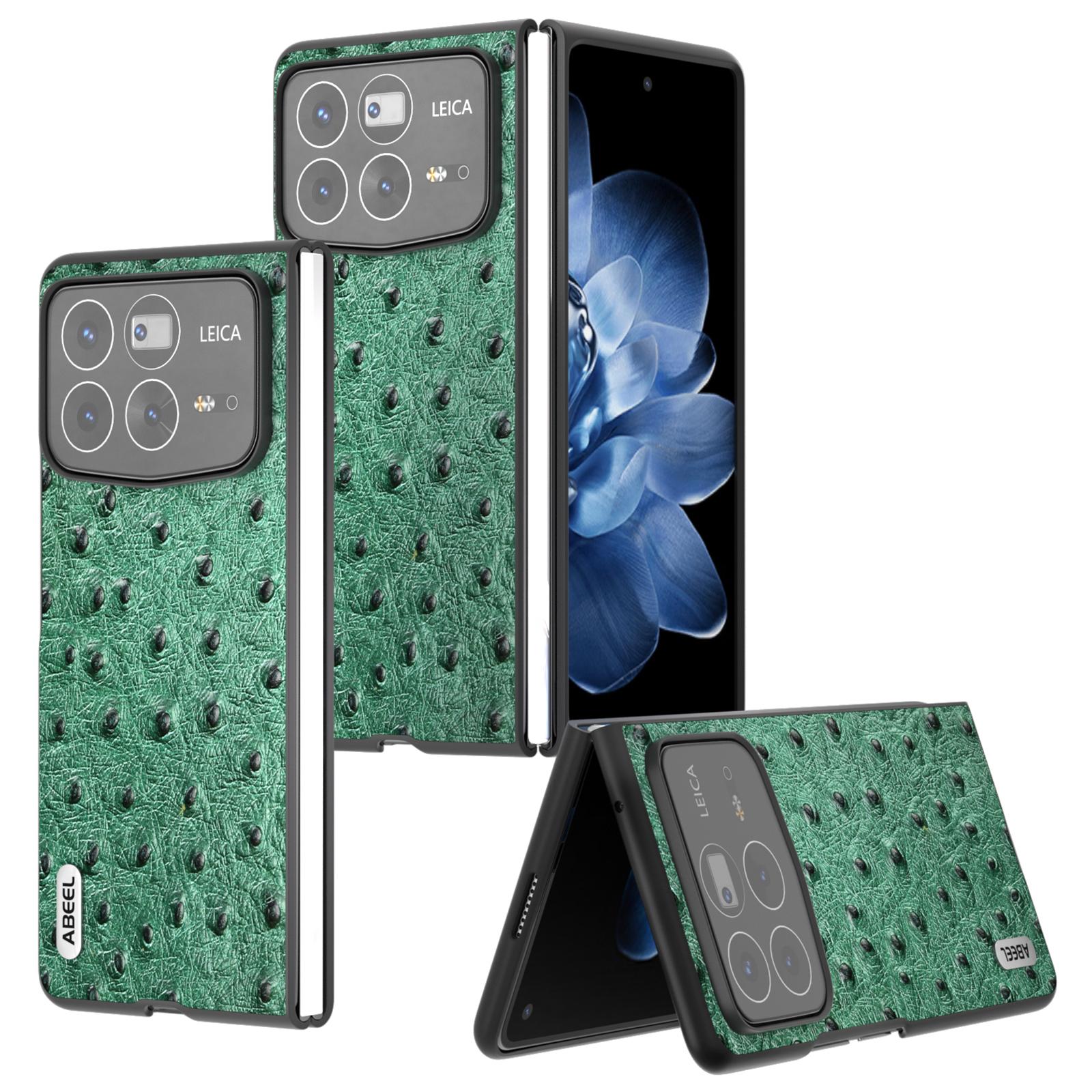 

ABEEL For Xiaomi Mix Fold 4 5G Case Genuine Cow Leather+PC Phone Cover Ostrich Texture A
