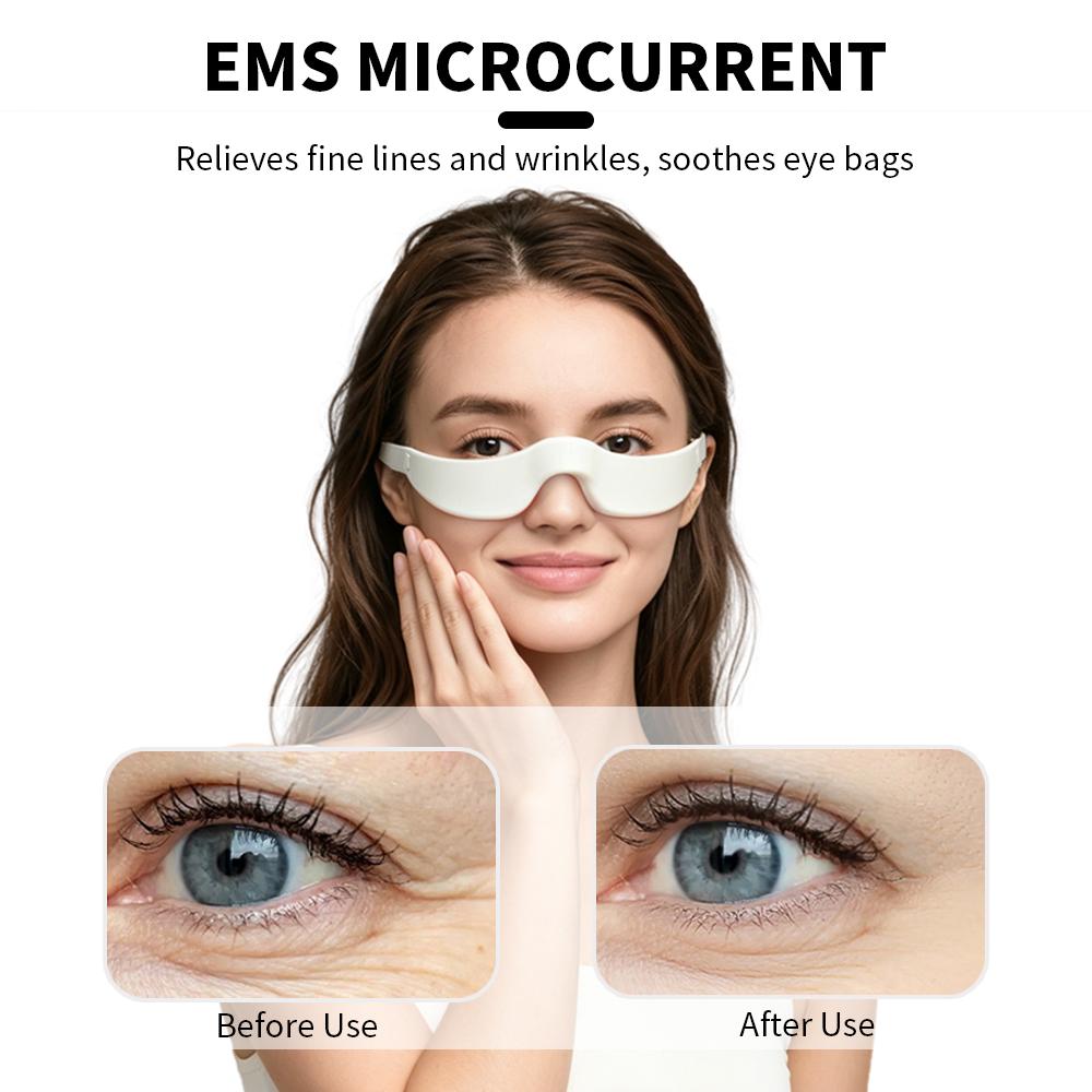 3D Glasses Style Eye Massager Microcurrent & Red Light Therapy Under Eye Lifting Massager for Dark Circles bPuffiness Wrinkles Rechargeable Portable