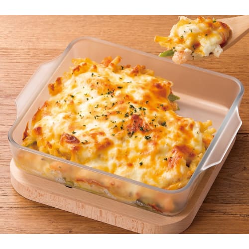 Aderia Cerabake Square Roaster M, Heat-Resistant Glass Gratin Dish, 1400ml, Non-Stick, Microwave and Oven Safe, Ceramic Coating, K-9427