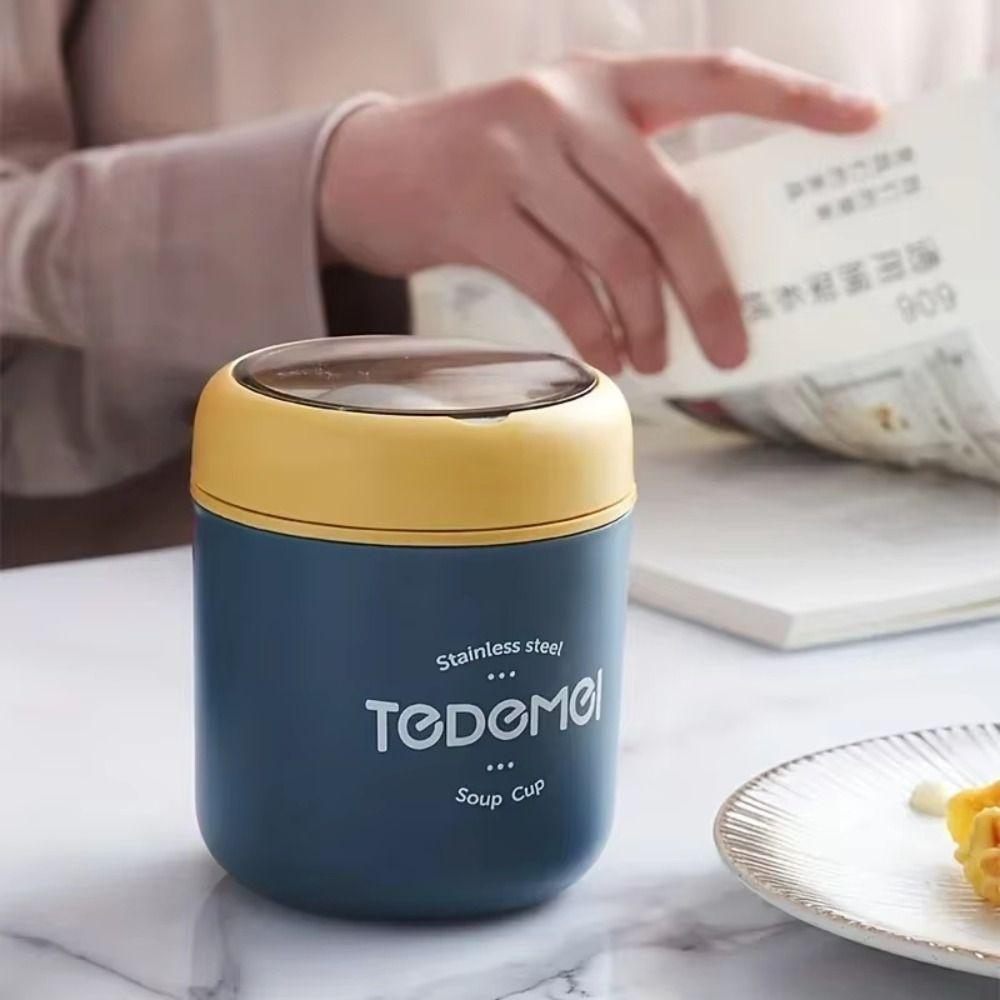 Portable Stainless Steel Lunch Box Leak-Proof Thermal Soup Container Vacuum Cup  Office Lunch