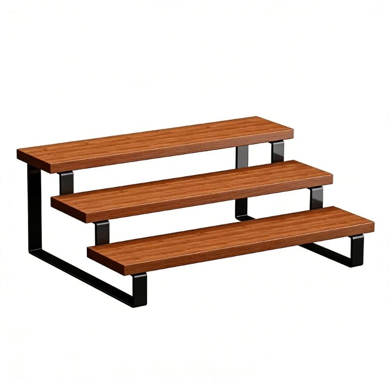 Practical Wood And Metal Constructed Desktop Shelf Unit 3 Tiers Storage Rack For Water Glasses Perfume Bottles 1