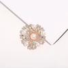 Elegant Crystal Pearl Flower Brooch For Women Vintage Rhinestone Scarf Pin Multi Purpose Jewelry Gift