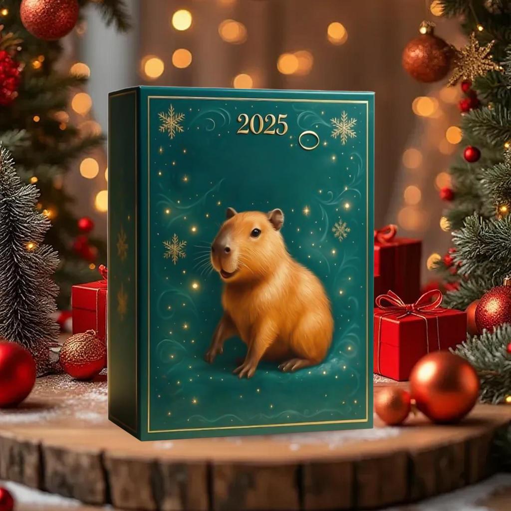2025 Christmas Advent Calendar 2D Flat Acrylic Capybara Ornament Christmas Tree Decorations Capybara Pendant Christmas Gifts