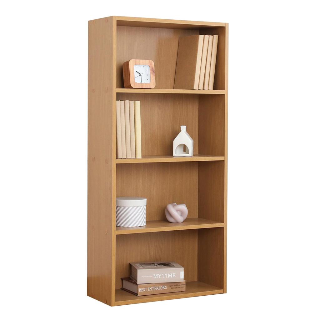 Fujiboeki Bookshelf Comic Storage Rack x x 89cm Natural Beech CD DVD Fixed Assembly 81396 4-Tier, 41.8cm (W) 18.5cm (D) (H), Finish, & Storage,