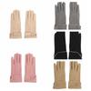 Button Winter Gloves Fleece Cycling Mittens Simple Women Gloves  Female