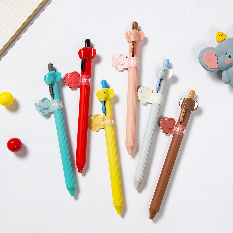 

1 шт. 0,5 мм Милая ручка на тему животных Веселая гелевая ручка-слон Идеально подходит для школы, офиса и учебы С гладким письмом Черная гелевая ручка one size