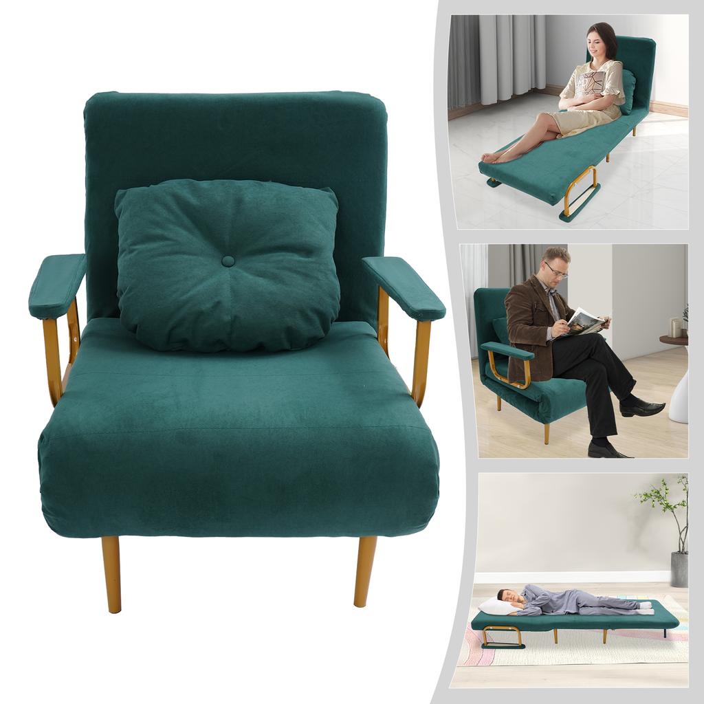68x190cm Convertible Iron Sofa Bed,Orange/Off-white/Grey/Green Rectangular Sofa Chair Bed Floor Standing for Indoor Places