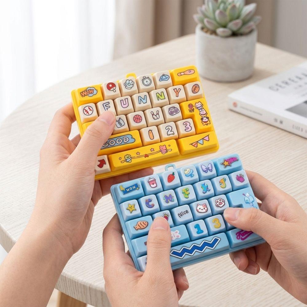 Squeeze Feel Keyboard Fidget Pendant Colorful Fingertip Button Key Ring Student Use