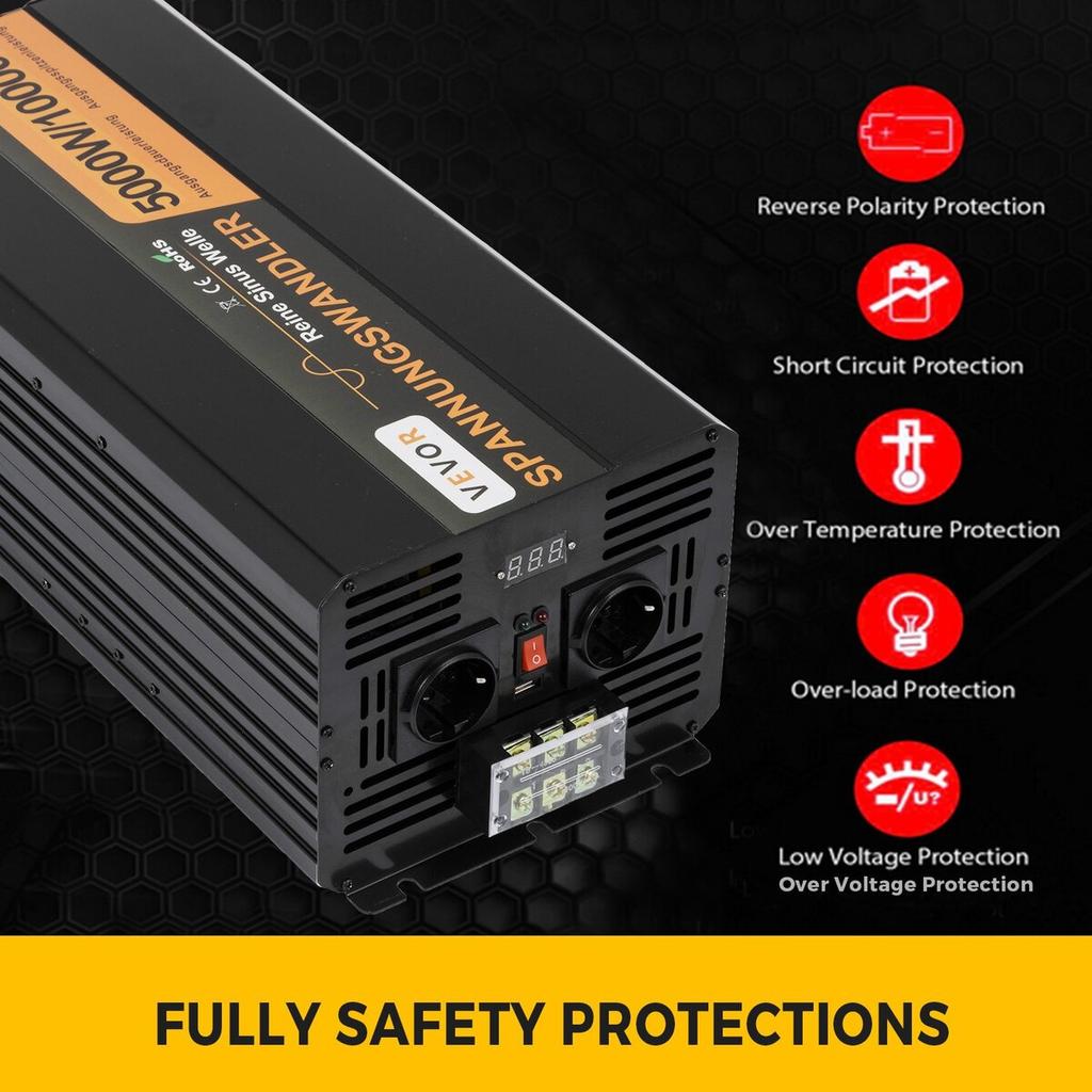 5000w 24v 230v Pure Sine Power Inverter Generator 10000w Peak Convenient
