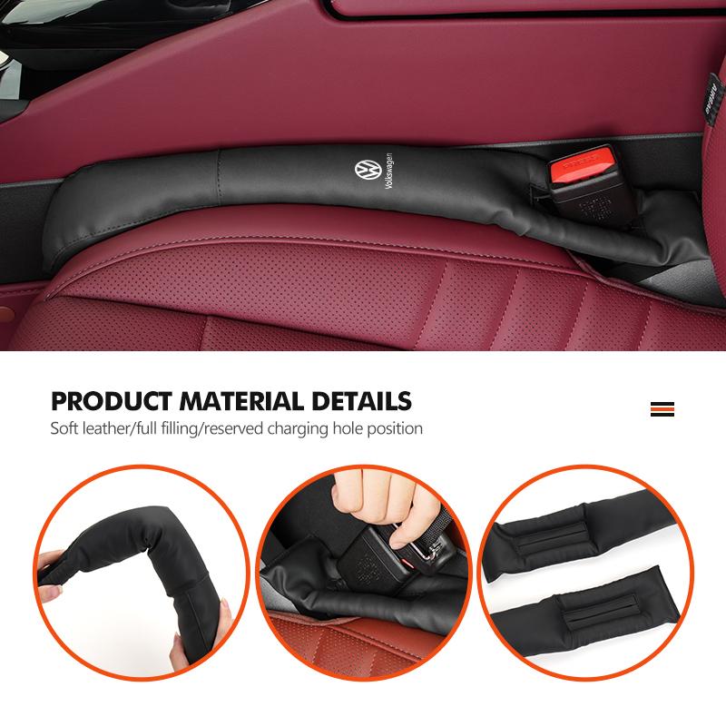 J-shaped Leather Car Seat Gap Filler Anti-drop Seat Seam Strip For Volkswagen VW Polo Jetta Sagitar Magotan Passat B5 B6 B7 CC Ze8