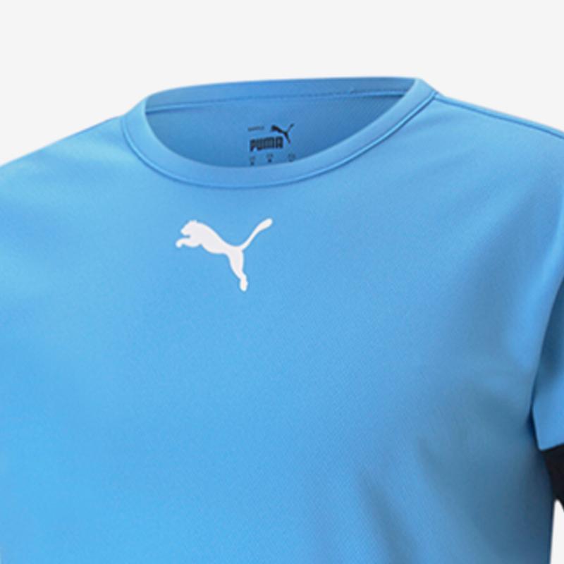 Puma Retro Breathable Logo Print Pullover Round Neck Short Sleeve Football Shirt Men tops Light-Blue Black 704932-18