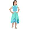 Kids Girls Color Block Dance Dress Mock Neck Sleeveless Tiered Wrapped Hem Praise Lyrical Dance Dress Dancewear
