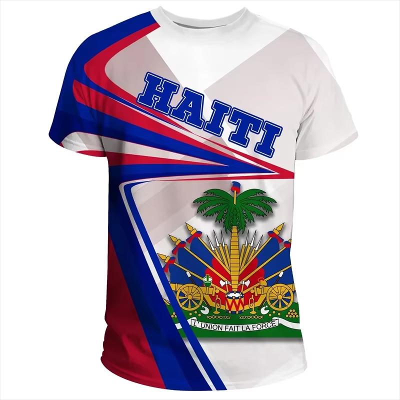 HAITI Flag 3D Print Sports Quick-dry Breathable Men T-shirt Outdoor Football Jersey Team Short-sleeve Parent-child Top Clothes