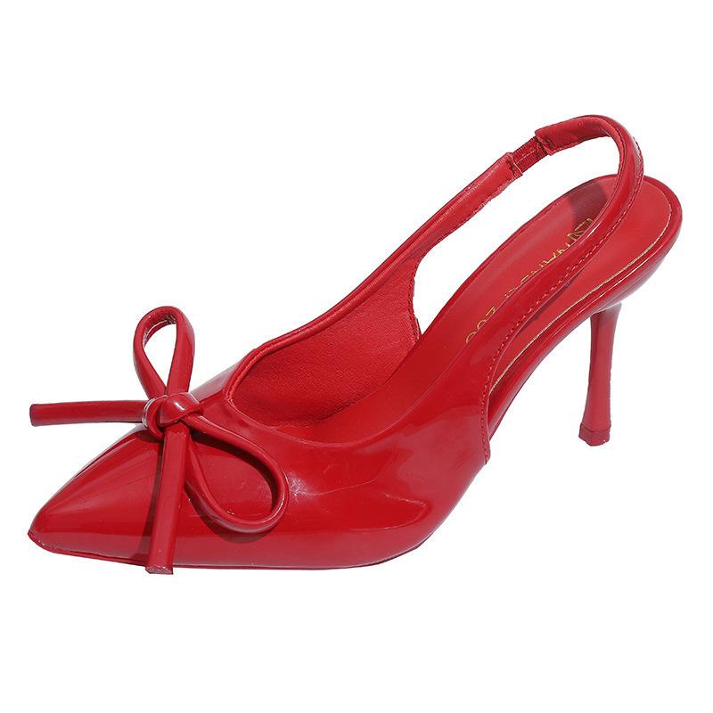 Baotou high heels spring and autumn 2025 new pointed bow temperament celebrity fashion empty single shoes women
