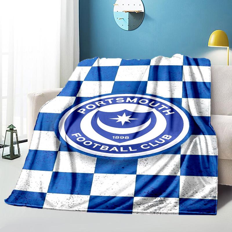 Ports-mouth Fc Anniversary Printed Throws Blanket Soft Flannel Blankets for Couch Bed Gifts for Men Women Picnic blanket Christmas gifts