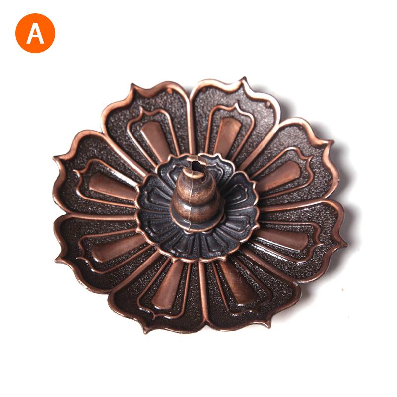 Alloy Incense Burner Stick Holder Buddhism Lotus Line Incense Plate Coil Base