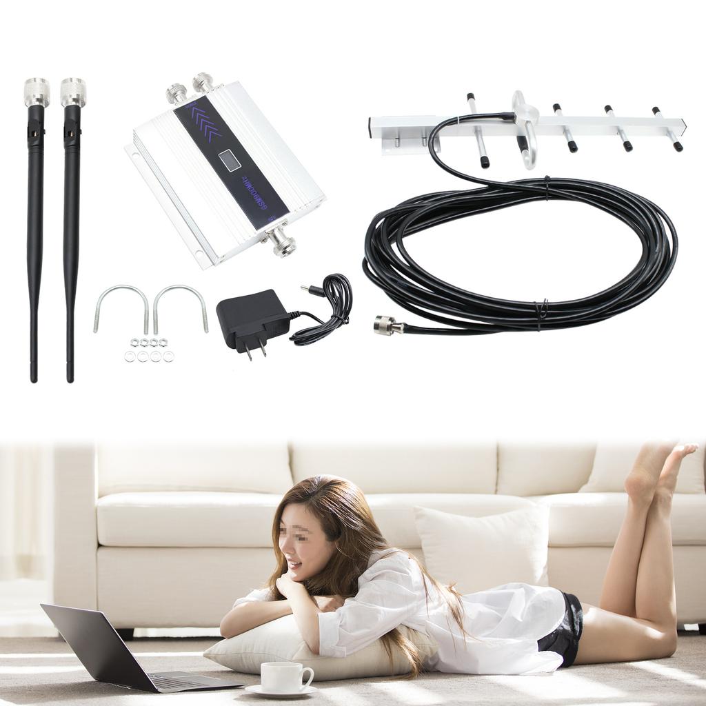 2G/3G/4G LCD GSM 900MHz Mobile Signal Repeater Booster Cell Phone Signal Booster Amplifier Repeater + Antenna Kits for Home