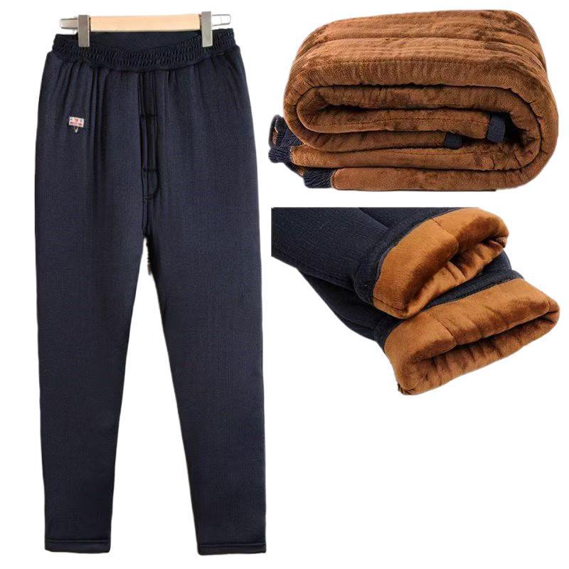 Men's Thickened Winter Cotton Padded Jacket & Pants Set for Seniors - Warm Velvet Lined