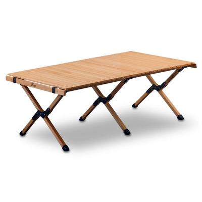 FIELDOOR Wood Roll Top Table Šířka 120 x Hloubka 70 x Výška 45 Přírodní taška pro snadné skladování nízká venkovní [Natural] cm, dřevo, kompaktní, skladování, montáž,