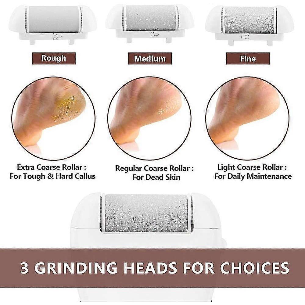 Electric Foot Callus Remover Kit, Rechargeable Callous Removers 3 Grinding Heads Portable Waterproof Foot File, Professional Pedicure Tools Feet Care