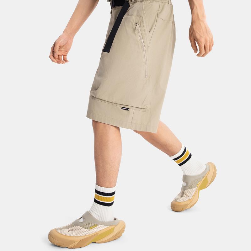 Li Ning CF Suo Solid Color Versatile Cargo Multi-Pocket Casual Shorts Men shorts Dark-Green AKSV221-5