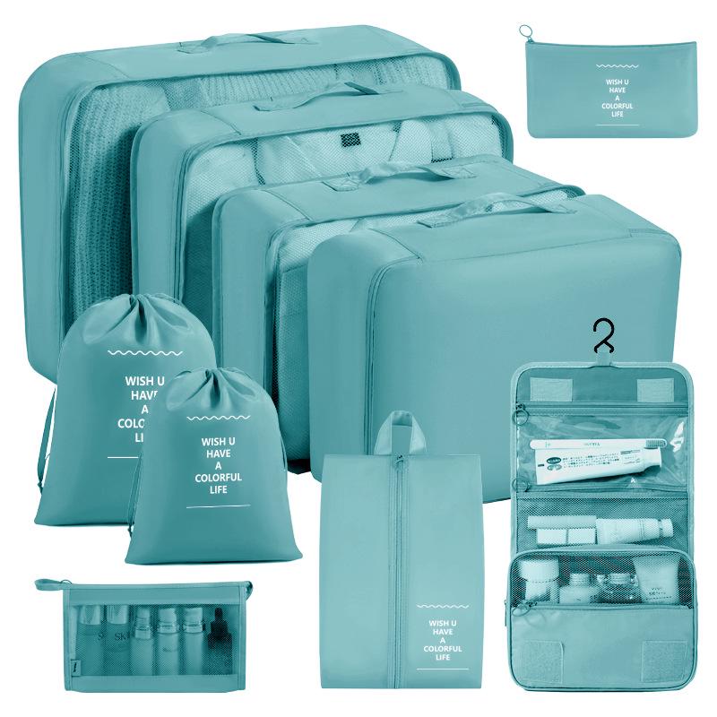 Eight-Piece Waterproof Travel Storage Bag Set for Business Trips - Large Capacity