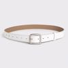 Solid Color Simple Womens Leather Look Belt With Geometric Design Metal Buckle